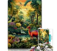 Puzzle 1000 pièces pour Adolescents Monde des Dinosaures avec Affiche et fiche de Questions-réponses pour Les 14 Ans et Plus 38x26cm