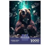 Puzzle 1000 Pièces pour Adolescents Money Bear Dollar Bills Puzzles pour Adultes, Jeu De Réflexion, Assemblage De Motifs, Cadeaux d'anniversaire Et Cadeaux Uniques 70x50cm/1000pcs