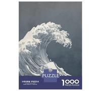 Puzzle 1000 Pièces pour Adolescents Monochromatic Ocean Wave Art Print Puzzles pour Adolescents - Jeux Relaxants - Anti-Stress - Cadeaux Anti-Stress 38x26cm/1000pcs