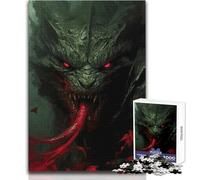 Puzzle 1000 pièces pour Adolescents - Monstre Vert aux Yeux Rouges - Apaisant et Relaxant - Jeu de précision - Dimensions:50x75cm