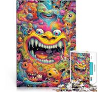 Puzzle 1000 pièces pour Adolescents Monstres psychédéliques Jouets éducatifs d'apprentissage décoration Murale 38x26cm