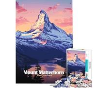 Puzzle 1000 pièces pour Adolescents Mont Cervin Coucher de Soleil Motif Difficile et Stimulant Jeu d'assemblage Impossible Convient aux Personnes de 14 Ans et Plus (38x26cm)