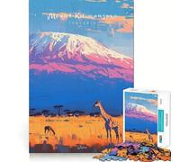 Puzzle 1000 pièces pour Adolescents Mont Kilimandjaro Safari Fine Cut Art Logic Fun Toy Cozy Time Play Décoration Murale de Noël (38x26cm)