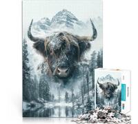 Puzzle 1000 pièces pour Adolescents Montagne enneigée des Vaches des Highlands défi éducatif Œuvre d'art 38x26cm