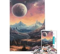 Puzzle 1000 pièces pour Adolescents Montagnes et planètes Jeux relaxants Défi d'intelligence cérébrale Jouet addictif Cadeau Amusant Décoration intérieure (Dimensions 38x52cm)