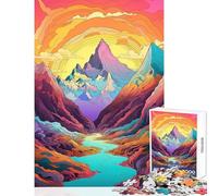 Puzzle 1000 pièces pour Adolescents Montagnes fantastiques colorées Jeu éducatif Cadeau pour Femmes Jouet à Monter soi-même Cadeau pour Amis et Famille (38x26cm)