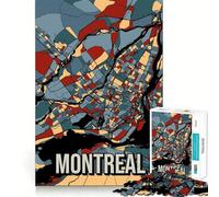Puzzle 1000 pièces pour Adolescents Montréal Canada Carte de la Ville aux Tons naturels Art de Voyage Découpe précise Jeu de réflexion Intelligent Activité de détente pour Un Anniversaire (50x75cm)