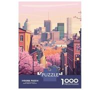 Puzzle 1000 Pièces pour Adolescents Montreal Canada Cityscape with Cherry Blossoms Puzzle pour Adolescents Améliore La Mémoire Défi À Réaliser Amusant en Famille Et Soirée Jeux 38x26cm/1000pcs