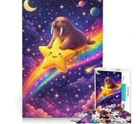 Puzzle 1000 pièces pour Adolescents Morse chevauchant Une étoile filante Jeu éducatif Course de Vitesse Manuelle Défi Unique 50x75cm