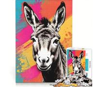 Puzzle 1000 pièces pour Adolescents, Motif âne Pop Art, Jouet Anti-Stress, Assemblage de Motifs, Cadeau Unique pour Anniversaire et Noël 50x75cm