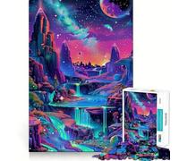 Puzzle 1000 pièces pour Adolescents, Motif Art Cosmique psychédélique néon, découpe précise, idéal pour Les fêtes (50x75cm)