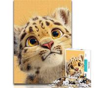 Puzzle 1000 pièces pour Adolescents, Motif bébé léopard des neiges, Jouet éducatif Anti-Stress, Cadeau pour Amis et Famille (Taille 75x50cm)