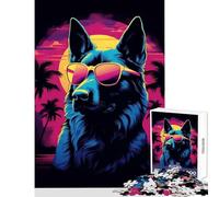 Puzzle 1000 pièces pour Adolescents Motif Berger Allemand Style rétro Antistress pour Un échange de Cadeaux Jeu Pratique pour Partager Un Moment Complice parentenfant Dimensions 38x26cm