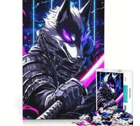 Puzzle 1000 pièces pour Adolescents, Motif Border Collie Samouraï, Art numérique, Jeu éducatif, entraînez Votre Cerveau et Votre dextérité, Cadeau pour Les Amis et la Famille 38x26cm