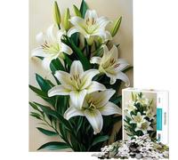 Puzzle 1000 pièces pour Adolescents Motif Bouquet de lys Blancs Jouet addictif pour cultiver la Patience Jeu Pratique et Anti-Stress Cadeau d'anniversaire (Taille 50x75cm)