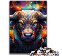 Puzzle 1000 pièces pour Adolescents, Motif Buffle psychédélique, Jouets éducatifs, Anti-Stress, Cadeaux d'anniversaire Uniques (75x50cm)