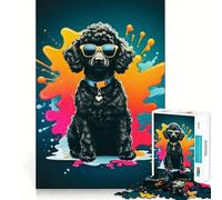 Puzzle 1000 pièces pour Adolescents,Motif Caniche Noir Mignon,découpe précise,Jeu d'exercice cérébral,détente et Amusement pour Un Anniversaire (38x26cm)