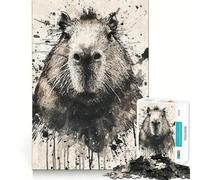 Puzzle 1000 pièces pour Adolescents,Motif Capybara,Encre Noire,Assemblage soigné,décoration,Jeu d'exercice Mental,Jeu de détente,Cadeau Amusant de Noël (50x75cm)