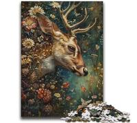 Puzzle 1000 pièces pour Adolescents, Motif cerf Floral, Jeu intellectuel pour la décoration de la Maison, à partir de 14 Ans, 26x38cm