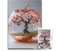 Puzzle 1000 pièces pour Adolescents, Motif Cerisier en Fleurs sous Verre et Pommier Idéal pour des Moments de détente et de Plaisir Jeu de précision, Dimensions:38x26cm