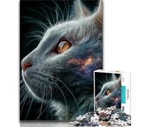 Puzzle 1000 pièces pour Adolescents, Motif Chat, avec Affiche et fiche de Questions-réponses, à partir de 14 Ans (Taille 38x26cm)