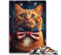 Puzzle 1000 pièces pour Adolescents, Motif Chat Drapeau américain, 1000 pièces pour Adultes, activité Amusante pour la Maison, Jouets pour Les Jours de Pluie, Cadeaux d'anniversaire (50x75cm)