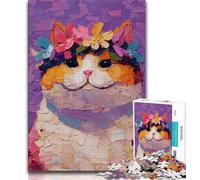 Puzzle 1000 pièces pour Adolescents Motif Chat Heureux activité Amusante pour la Maison Jouets pour Les Jours de Pluie Cadeaux d'anniversaire 75x50cm