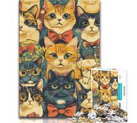Puzzle 1000 pièces pour Adolescents Motif Chat Heureux activité Amusante pour la Maison Jouets pour Les Jours de Pluie Cadeaux d'anniversaire 38x26cm