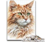 Puzzle 1000 pièces pour Adolescents, Motif Chat Maine Coon Aquarelle, Jouet éducatif et décompressant, Cadeau du Père Noël Secret, 26x38cm