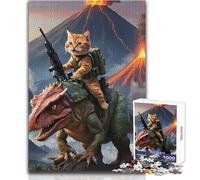 Puzzle 1000 pièces pour Adolescents, Motif Chat Militaire Amusant, détente et Loisirs créatifs, découpe Fine et Lisse, Dimensions:38x26cm