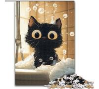 Puzzle 1000 pièces pour Adolescents, Motif Chat Noir Abstrait Artistique, défi d'intelligence cérébrale, Jouets addictifs, Cadeau d'anniversaire, décoration Murale (Taille 50x75cm)
