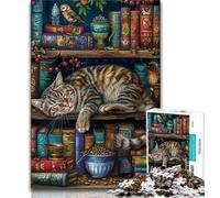 Puzzle 1000 pièces pour Adolescents Motif Chat sur Une étagère idéal pour Les Vacances Le soulagement du Stress et Le Temps Mort (50x75cm)