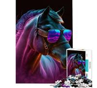 Puzzle 1000 pièces pour Adolescents Motif Cheval Nuits néon décoration Murale pour Toute la Famille (38x26cm)