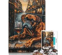 Puzzle 1000 pièces pour Adolescents, Motif Chien Boxer Buvant, Jeu éducatif, défi, Jouet, à Offrir en Cadeau à Toute la Famille, 38x26cm