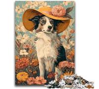 Puzzle 1000 pièces pour Adolescents, Motif Chien Cow-Girl dans Les Fleurs Sauvages, à Assembler soi-même, idéal comme Cadeau pour Toute la Famille, Taille 50x75cm