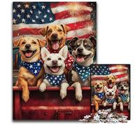 Puzzle 1000 pièces pour Adolescents, Motif Chien Drapeau américain, Puzzle en Carton pour 14 Ans et Plus, Difficile à compléter mais Amusant et Humoristique, Cadeau d'anniversaire 26x38cm