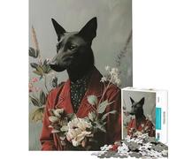 Puzzle 1000 pièces pour Adolescents Motif Chien Noir sophistiqué Jeu éducatif Stimulant et Casse-tête pour Un Père Noël Secret (38x52cm)