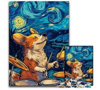 Puzzle 1000 pièces pour Adolescents, Motif Corgi Nocturne, Puzzle en Bois, intéressant pour réduire Le Stress, idées Cadeaux pour Les 14 Ans et Plus 50x75cm