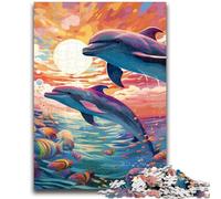 Puzzle 1000 pièces pour Adolescents, Motif Dauphin coloré, 1000 pièces, intéressant pour réduire Le Stress et interagir avec Les Parents (50x75cm)