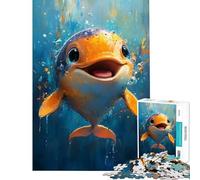 Puzzle 1000 pièces pour Adolescents Motif Dauphin Souriant idéal pour Un Anniversaire ou Noël Un Jeu Familial Artistique adapté aux 14 Ans et Plus (38x26cm)