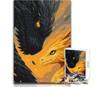 Puzzle 1000 pièces pour Adolescents, Motif Duo de Dragons Noir et Or Jeu éducatif, Amusant et Original Dimensions:50x75cm.