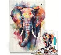 Puzzle 1000 pièces pour Adolescents Motif éléphant Anglais coloré Jeu éducatif développez Votre Cerveau et Votre dextérité Cadeau pour Les Amis et la Famille 38x52cm