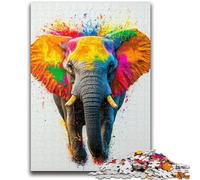 Puzzle 1000 pièces pour Adolescents, Motif éléphant Aquarelle, pour Adultes, Anti-Stress, pour Passer Le Temps et renforcer l'amour Entre Couples (50x75cm)