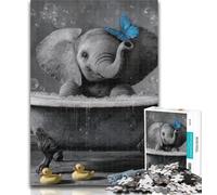 Puzzle 1000 pièces pour Adolescents, Motif éléphant et Papillon Bleu, pour Adultes et Adolescents, décoration d'intérieur, Motif Art au Fusain, idéal pour Les Vacances, 50x75cm