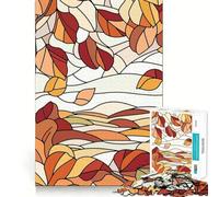 Puzzle 1000 pièces pour Adolescents,Motif Feuilles d'automne,Illustration vitrail,Assemblage sans Couture,Jeu de réflexion,Cadeau,Temps de Repos,Divertissement,Noël,Loisirs artistiques (38x52cm)