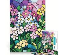 Puzzle 1000 pièces pour Adolescents, Motif Fleurs en vitrail, Assemblage soigné, Jouet d'exercice Mental, Jeu de détente, Cadeau Amusant de Noël (50x75cm)