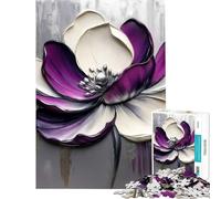Puzzle 1000 pièces pour Adolescents Motif Floral Abstrait Violet et Blanc Jeu Relaxant défi intellectuel Jouet addictif Cadeau Amusant décoration intérieure (Taille 38x52cm)