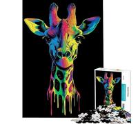 Puzzle 1000 pièces pour Adolescents Motif Girafe Arc-en-Ciel Pop Art Jeu éducatif et ludique pour Toute la Famille idée Cadeau (Taille 50x75cm)