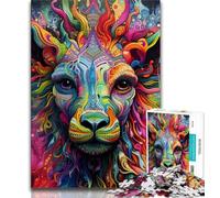 Puzzle 1000 pièces pour Adolescents, Motif Girafe psychédélique, Jeu éducatif et Stimulant pour Toute la Famille, idéal pour Les Anniversaires et Noël, 38x26cm