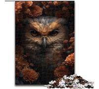Puzzle 1000 pièces pour Adolescents, Motif Hibou et Fleurs, Anti-Stress avec pièces de Formes aléatoires entièrement emboîtables, pour Les Enfants de 14 Ans et Plus (Taille 50x75cm)